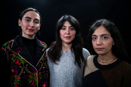 L-R: Mahsa Rostami, Niousha Akhshi and Setareh Maleki are now living in exile in Berlin after filming 'The Seed of the Sacred Fig'