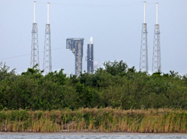 An Atlas V rocket of United Launch Alliance is seen fueling at the Kennedy Space Center in Cape Canaveral, Florida, on April 9, 2025 - Gregg Newton