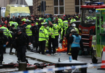 Emergency services treat members of the public in Liverpool - Darren Staples (AFP)