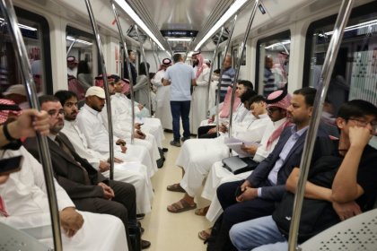 Since Riyadh's gleaming new metro opened in December, Saudi nationals have been mixing with the large expat population, from white-collar workers to labourers - Fayez Nureldine (AFP)