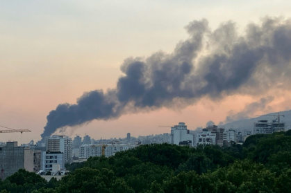 Smoke billows from an explosion at the Islamic Republic of Iran Broadcasting (IRIB) building in Tehran on June 16, 2025 - - (AFP)