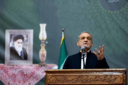 A handout picture shows Iran's President Masoud Pezeshkian giving an address in Tehran - - (AFP)