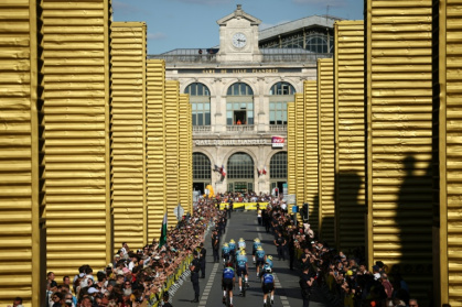 Lille hosts the Grand Depart of the 112th Tour de France, with a cargo container art installation on the main drag - Anne-Christine POUJOULAT (AFP)