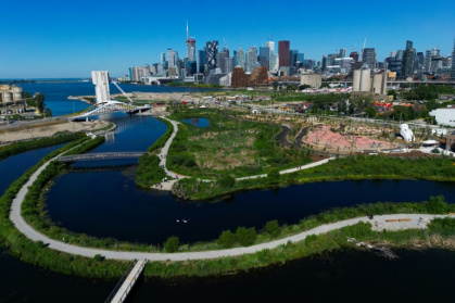The complex Port Lands project installed wetlands and marshes to absorb excess water during extreme storms - Cole BURSTON (AFP)
