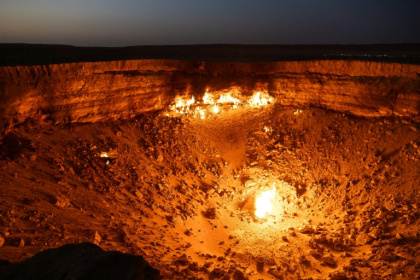 The 'Gateway to Hell' was once a pit of blazing red flames and glowing red embers in the middle of the Turkmen desert - STRINGER (AFP)