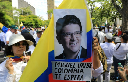 Several marches and prayer vigils have been held for Miguel Uribe since the June 7 assassination attempt - JAIME SALDARRIAGA (AFP)