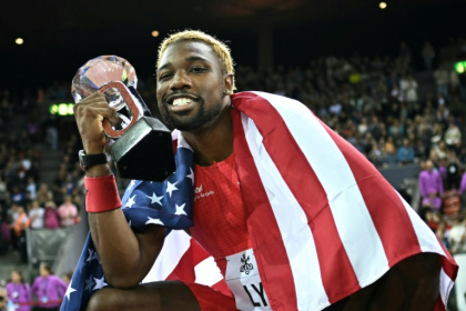 US track star Noah Lyles lacks recognition back home and that must change ahead of the 2028 Los Angeles Olympics said athletics chief Sebastian Coe - Fabrice COFFRINI (AFP)