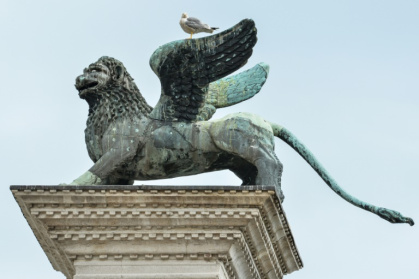 Made in China? The Lion of Venice sculpture sits on top of a column in Piazza San Marco - ANDREAS SOLARO (AFP)