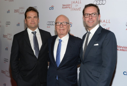 Lachlan Murdoch, Rupert Murdoch and James Murdoch shown in March 2014 - Jason Kempin (AFP)