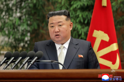 North Korean leader Kim Jong Un addresses a rare congress of the nation's ruling Workers' Party. - STR (AFP)