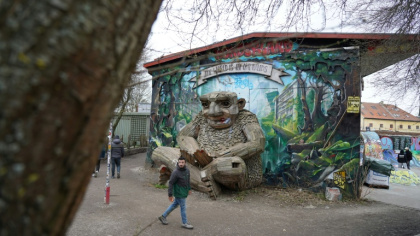 Wanting to stay zen... A wooden sculpture in Copenhagen's libertarian Christiania enclave - James BROOKS (AFP)