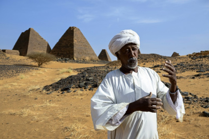 Mostafa Ahmed Mostafa is the heir to generations of groundskeepers in his family who have guarded Sudan's pyramids of Meroe - KHALED DESOUKI (AFP)