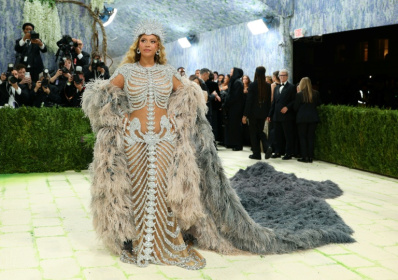 Beyonce wore a diamond skeleton gown designed by Olivier Rousteing to the Met Gala, which she co-chaired - ANGELA WEISS (AFP)