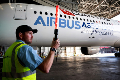 The Airbus A350-1000ULR is a variant of its popular A350 plane with an extra rear fuel tank allowing it to fly very long distances - Wendell TEODORO (AFP)