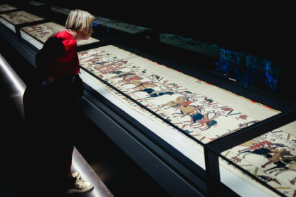 The loan of the Bayeux Tapestry from France has sparked huge interest with the British Museum selling 100,000 tickets so far - Adrian DENNIS (AFP)