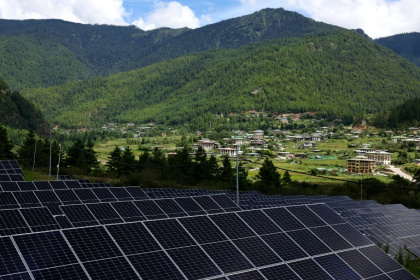 Solar panels at the Dechencholing solar farm in Bhutan's capital city of Thimphu - Niharika KULKARNI (AFP)